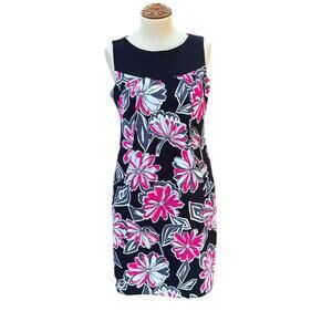 AGB Women’s Size 8 Black Floral Stretch Zip Sleeveless Sheath Dress